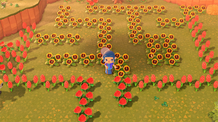 Flower-designed maze idea in ACNH