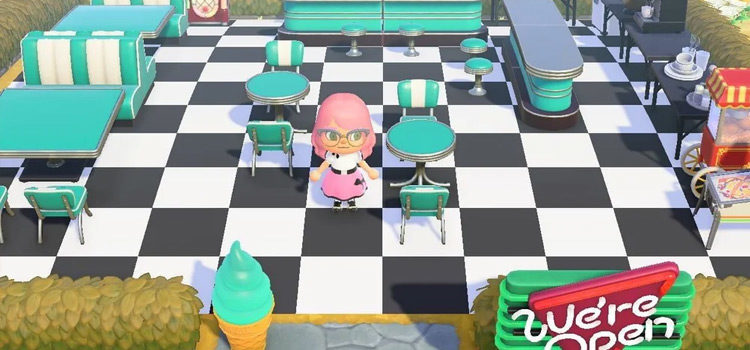 Simple checkered flooring diner area - ACNH preview