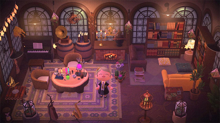 Harry Potter Hogwarts-themed Living Room - ACNH Idea