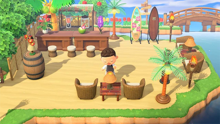 10 Fun Resort Island Ideas For Animal Crossing New Horizons FandomSpot   09 Beach Bar Area Acnh 