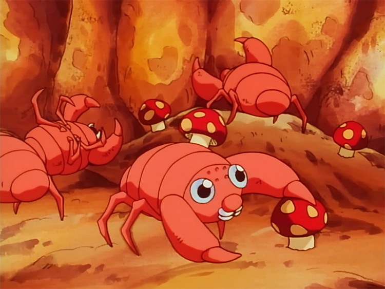 Paras removing mushrooms in Pokemon anime