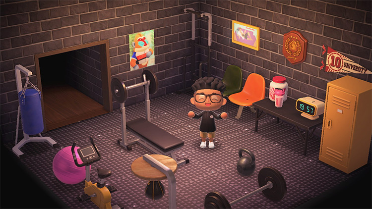 Custom city-style indoor gym area - ACNH