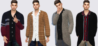 Long Male Cardigans - Sims 4 CC Preview