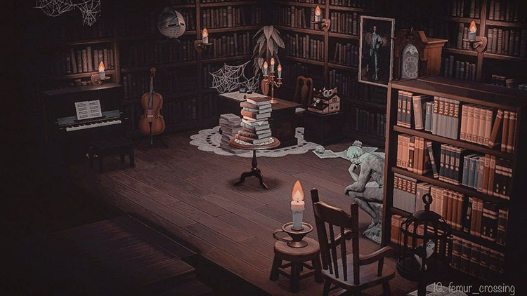 Dusty Library Interior - ACNH Idea