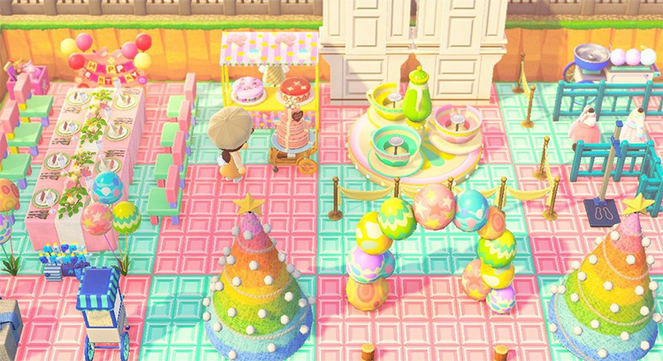 Pastel-themed colored carnival idea in ACNH