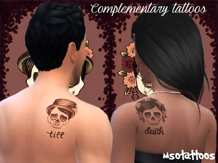 Sims 4 Back Skull Marriage Tattoos CC