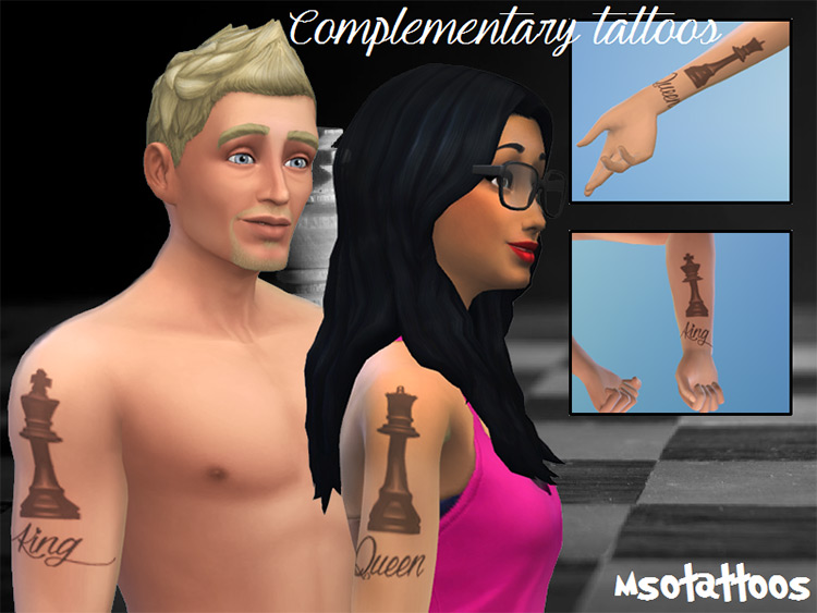 matching king and queen chess tattoos