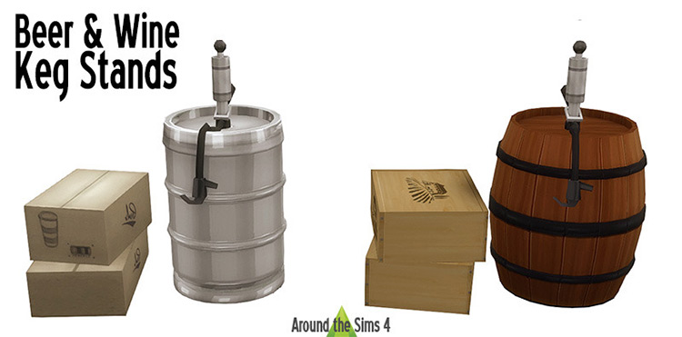 Beer and wine kegs CC for Sims 4