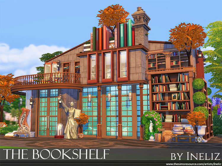 Bookshelf Lot building design for The Sims 4