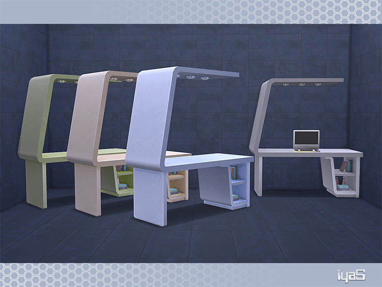 Custom futuristic desk with modern design - Sims 4