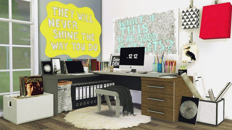 Corner work desk CC - Sims 4