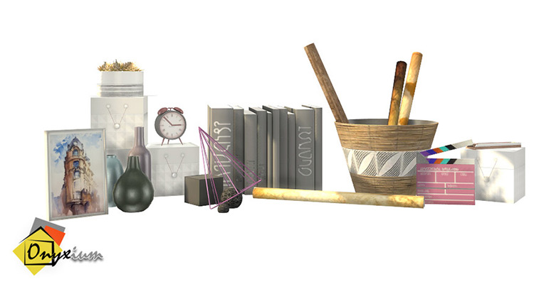 Study materials clutter pack CC for Sims 4