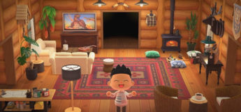 Log Cabin Living Room Interior in New Horizons