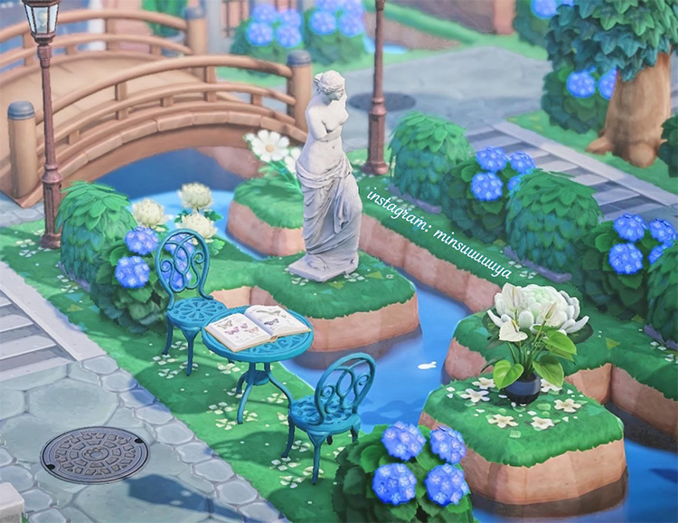 Floating island statues and art - ACNH River Idea