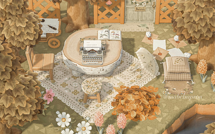 Forestcore writing spot design - ACNH Idea