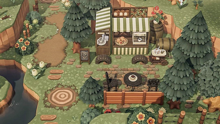 Snack area in the forest - ACNH Idea