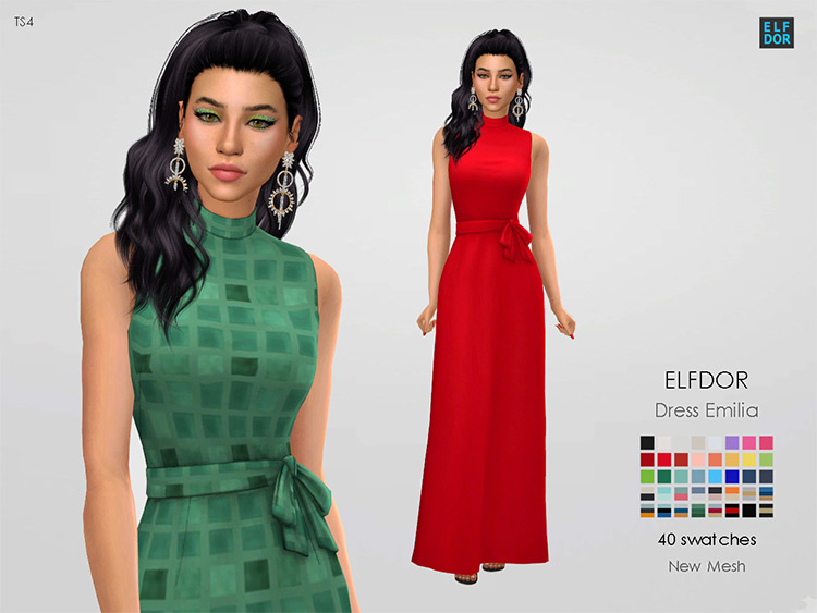 Long flowing Emilia Dress CC - TS4