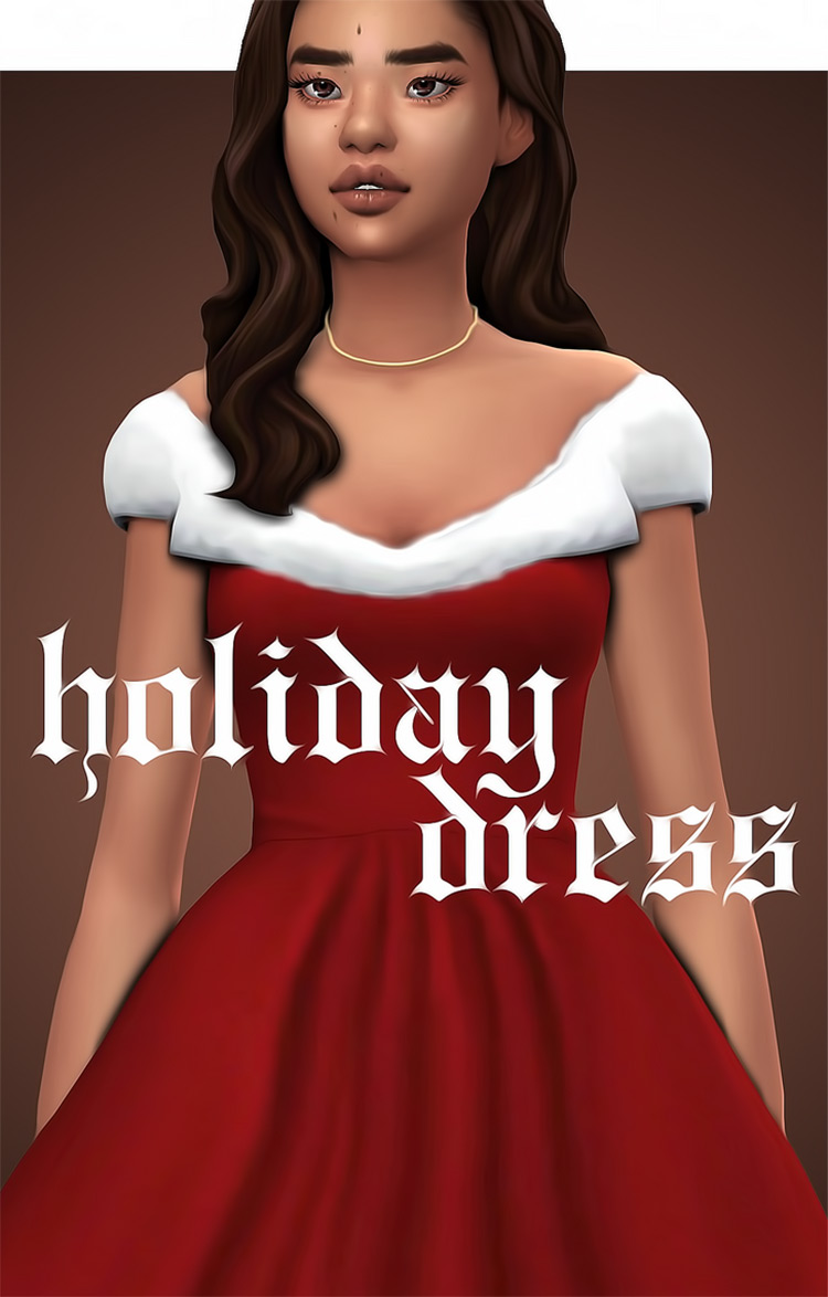 Christmas-themed holiday dress CC for Sims 4