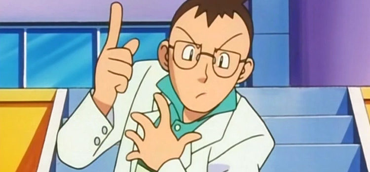 Professor Elm Pointing in the Pokémon anime