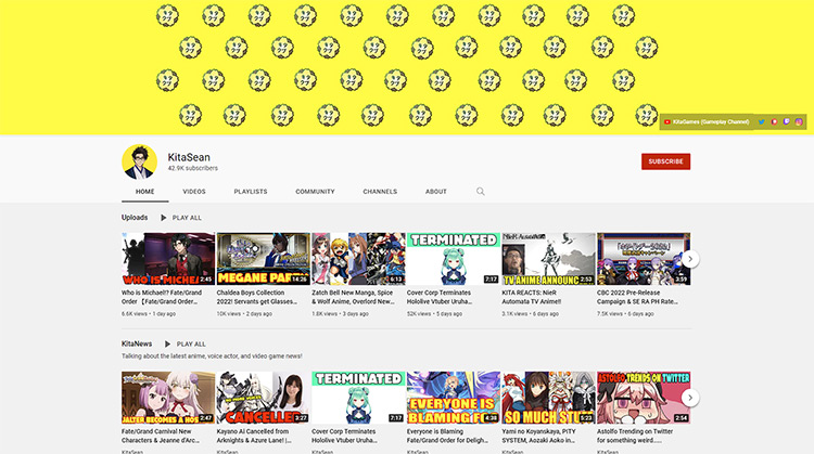 Kita Sean YouTube channel page screenshot