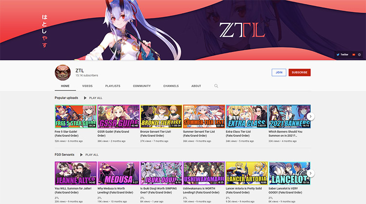 ZTL YouTube channel page screenshot