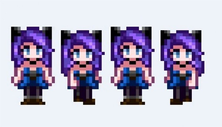 Abigail Sprite with Cat Ears / Stardew Valley Mod
