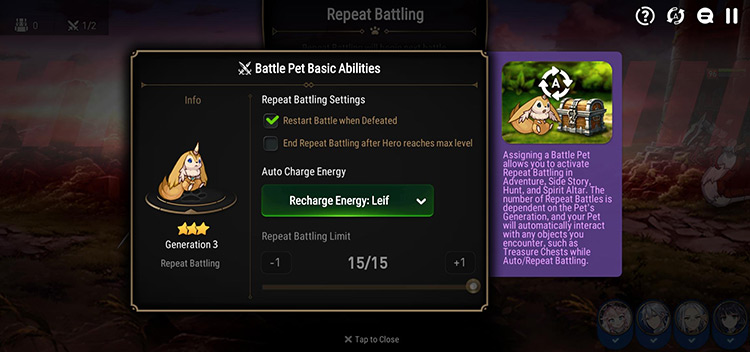 Repeat Battling Settings (Battle Pet) / Epic Seven