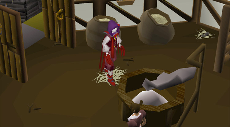 Collecting the Flour at the Windmill base / OSRS