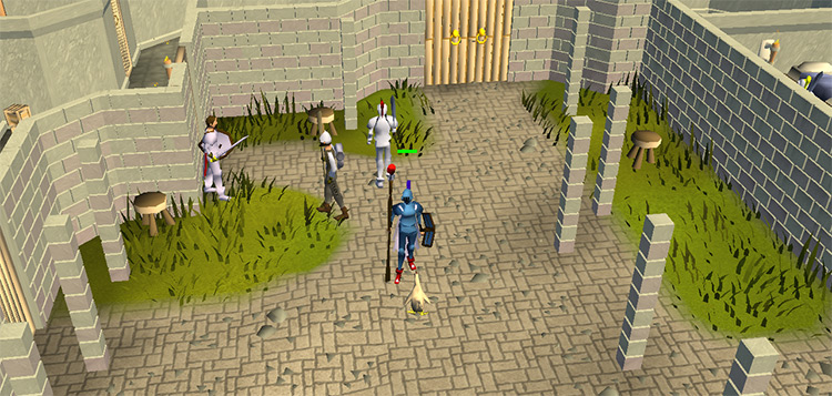Splashing with the knights in White Knights Castle courtyard / Old School RuneScape
