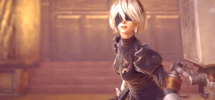 2B close-up screenshot from Nier: Automata