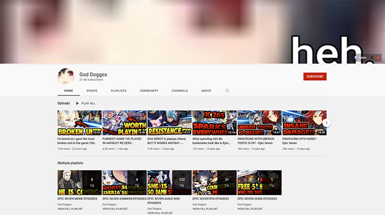 God Doggos YouTube channel page screenshot