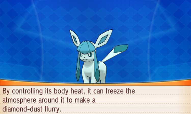 Glaceon Pokedex in Pokemon Omega Ruby and Alpha Sapphire screenshot