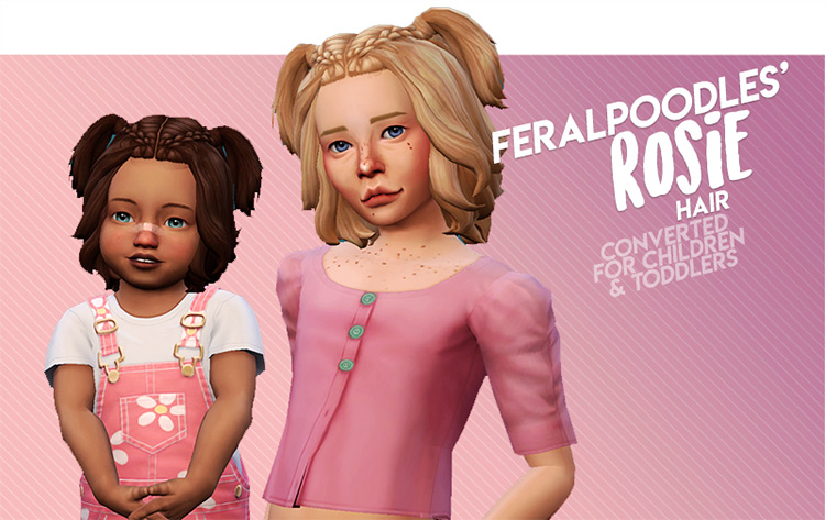 Feralpoodles’ Rosie Hair (Converted for Children/Toddlers by cowversions) TS4 CC