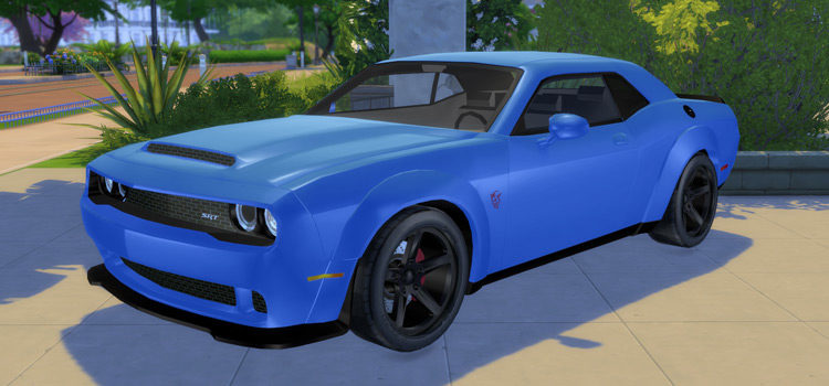 Blue Dodge Challenger SRT in The Sims 4