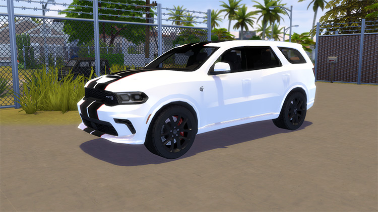 White Dodge Durango SRT Hellcat (2021) Sims 4 CC