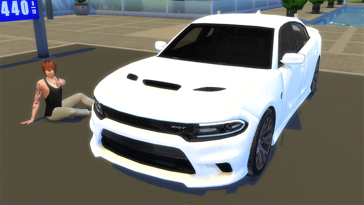 White Dodge Charger SRT Hellcat (2015) for Sims 4