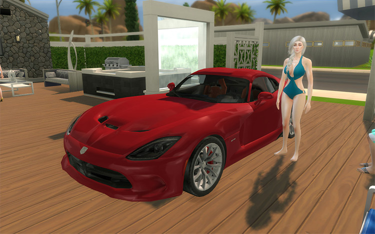 Red Dodge Viper SRT (2013) for Sims 4