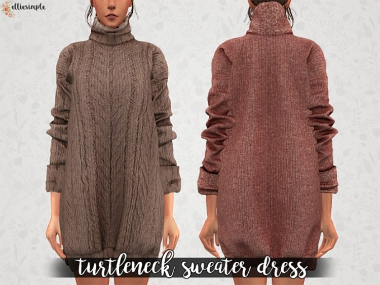 Turtleneck Sweater Dress by elliesimple Sims 4 CC
