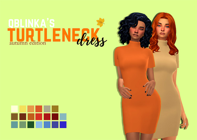 Qblinka’s Turtleneck Dress Autumn Edition by qblinka Sims 4 CC