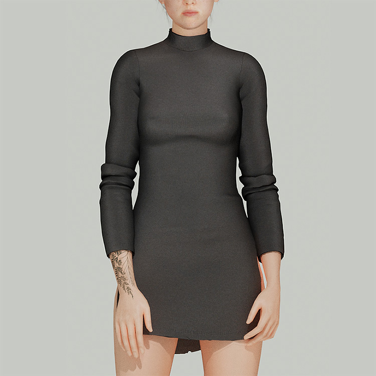 Skinny Turtleneck Dress by elliesimple for Sims 4