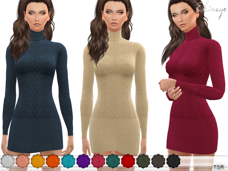 Turtleneck Sweater Dress by ekinege Sims 4 CC