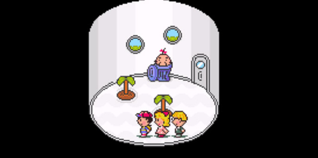 In the makeshift hospital in Saturn Valley, Dr. Saturn is in the trash can / Earthbound