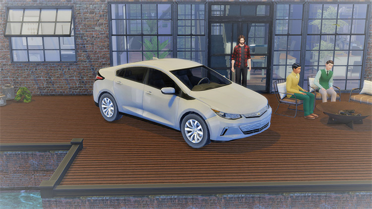 White Chevrolet Volt (2016) Sims 4 CC