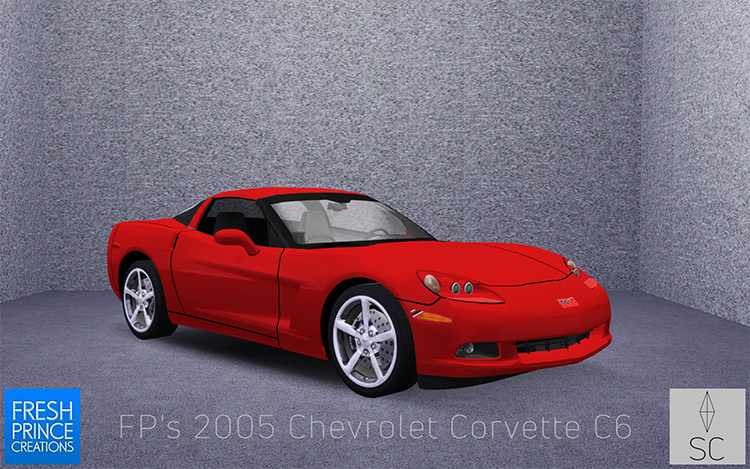 Red Chevrolet Corvette C6 (2005) Sims 4 CC