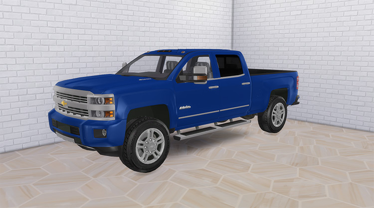 Blue Chevrolet Silverado 2500HD Truck (2015) Sims 4 CC