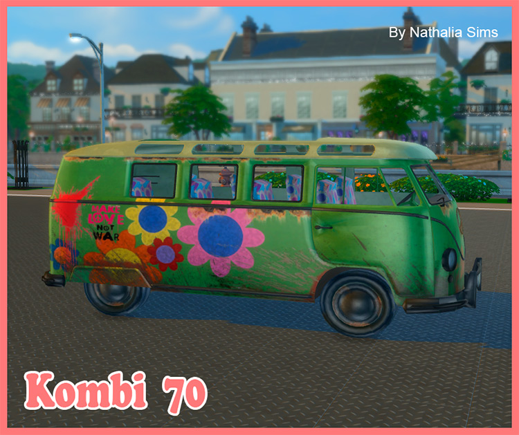 Retro Hippie VW Kombi (1970) Sims 4 CC