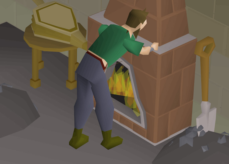 Player making a ruby ring at the Edgeville furnace / OSRS