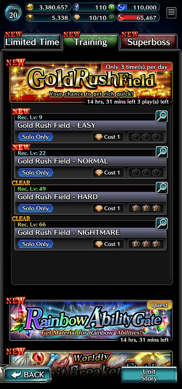 Gold Rush Field Stages / Last Cloudia