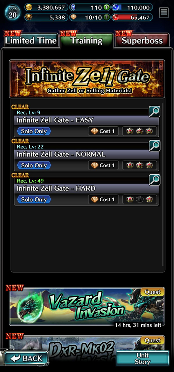 Infinite Zell Gate screen / Last Cloudia