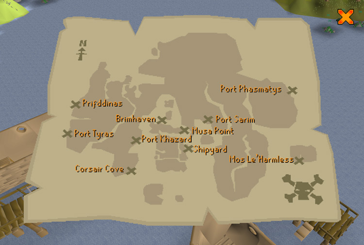 The Charter travel map / Old School RuneScape